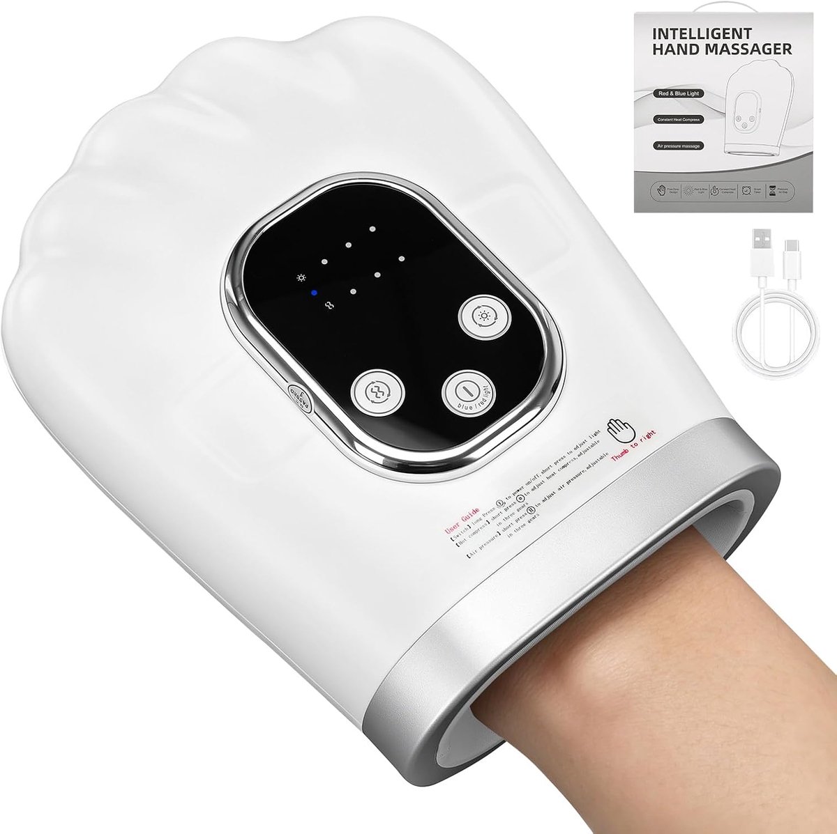 Handmassageapparaat met warmte - 3 massagemodi - compressie - pijnverlichting bij artritis - ShopVlot
