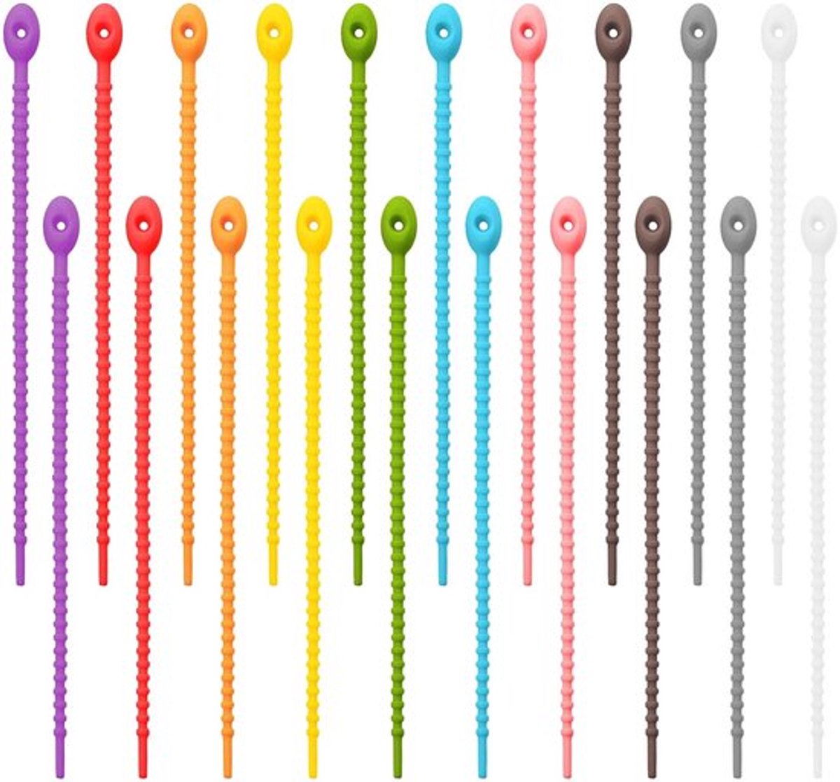 20 stuks meerkleurige siliconen stropdassen, siliconen bandjes, zakclip, rubberen twist, koordbinders, slangstropdassen, zaksluitklemmen, siliconen kabelbinders