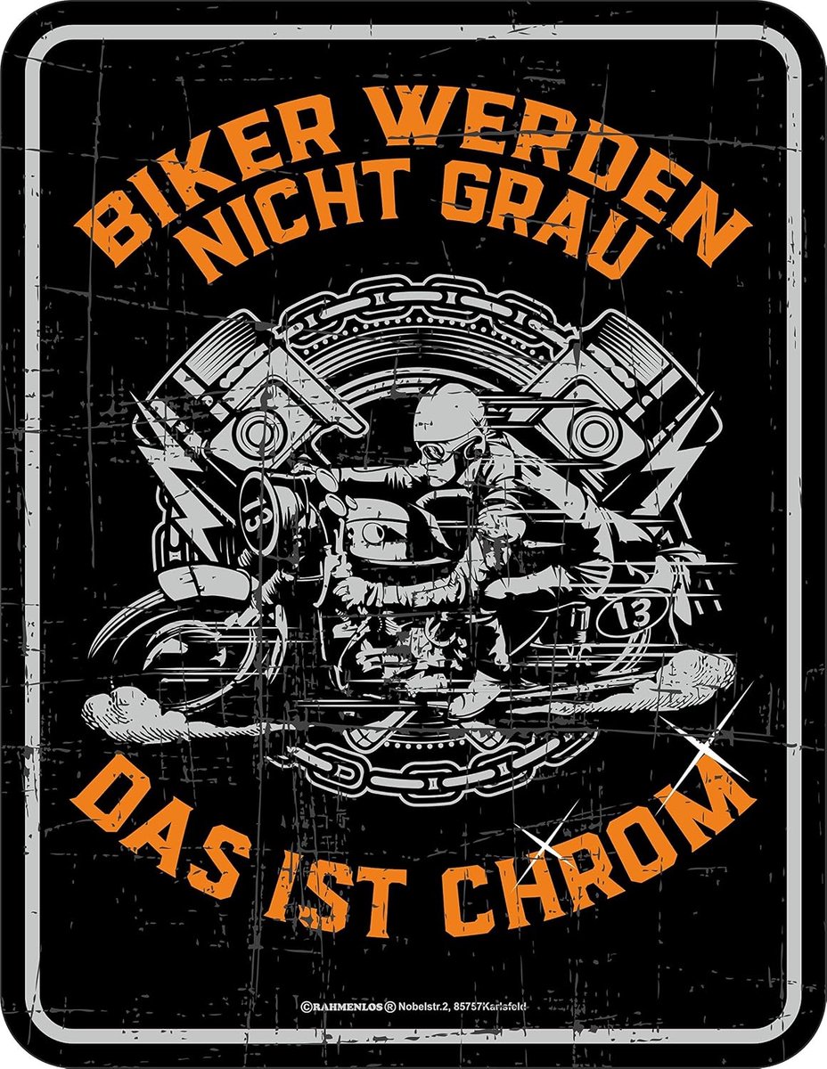 Metaalbord 17x22 cm - Rvs aluminium - Origineel ontwerp - Perfect voor de biker - ShopVlot