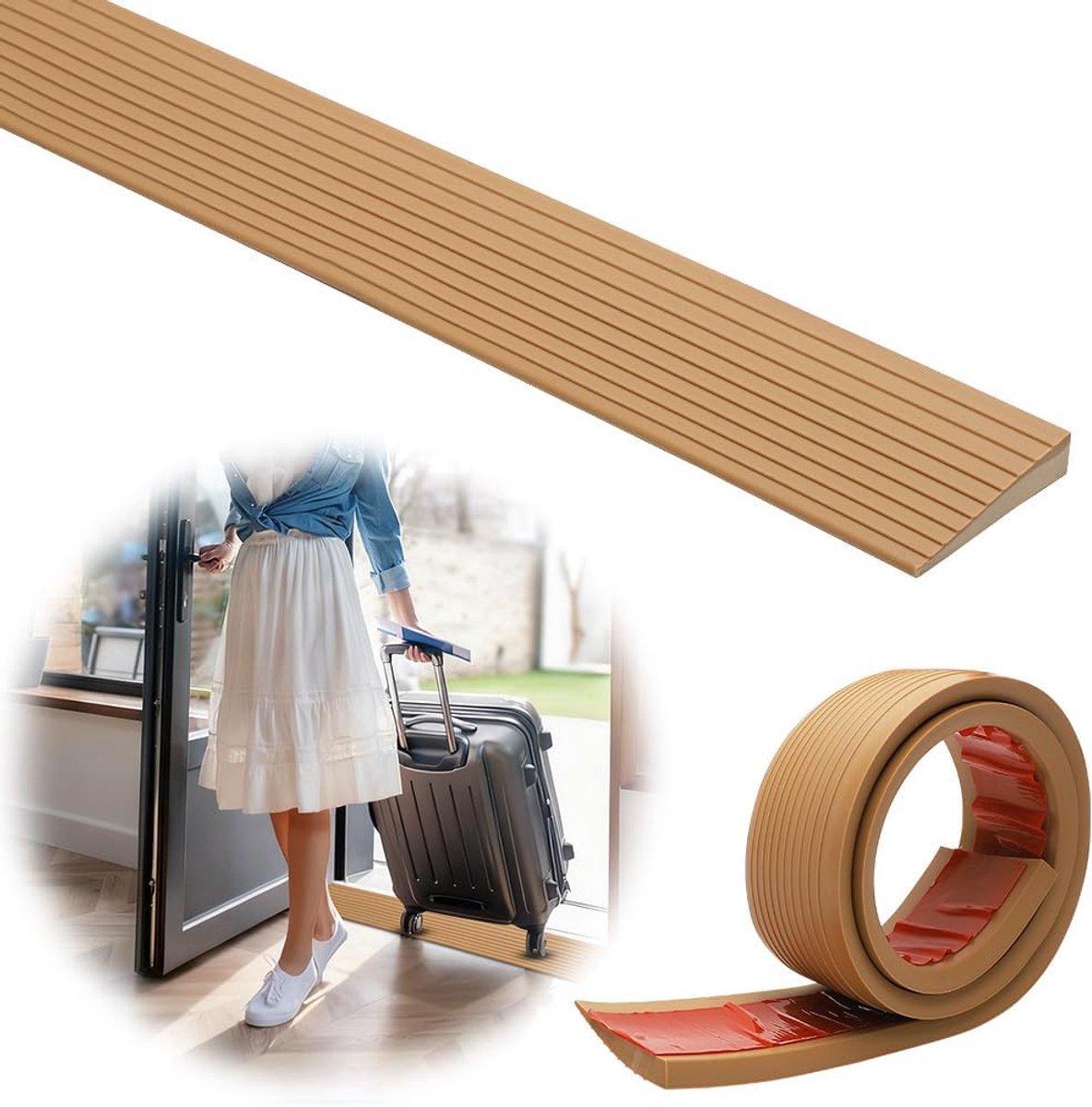 Deurdrempelhelling 90,5 x 5 x 1 cm - pvc-helling - geschikt voor robotstofzuigers - ideaal voor drempels - ShopVlot