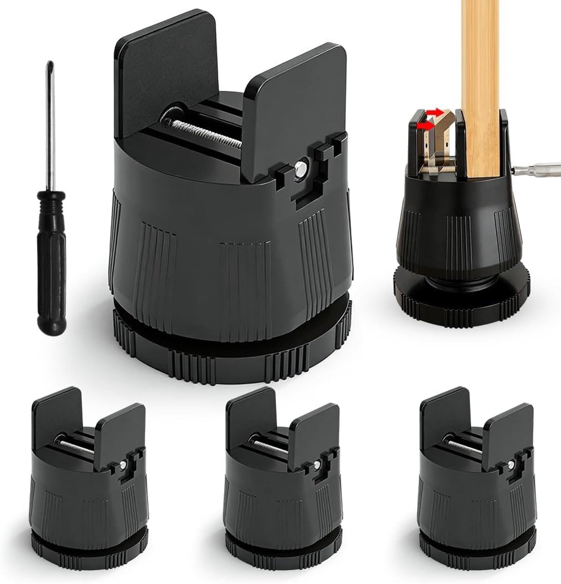 Meubelverhoger set van 4 verstelbaar 6-8 cm - zware belasting kunststof - met schroefklem - ShopVlot