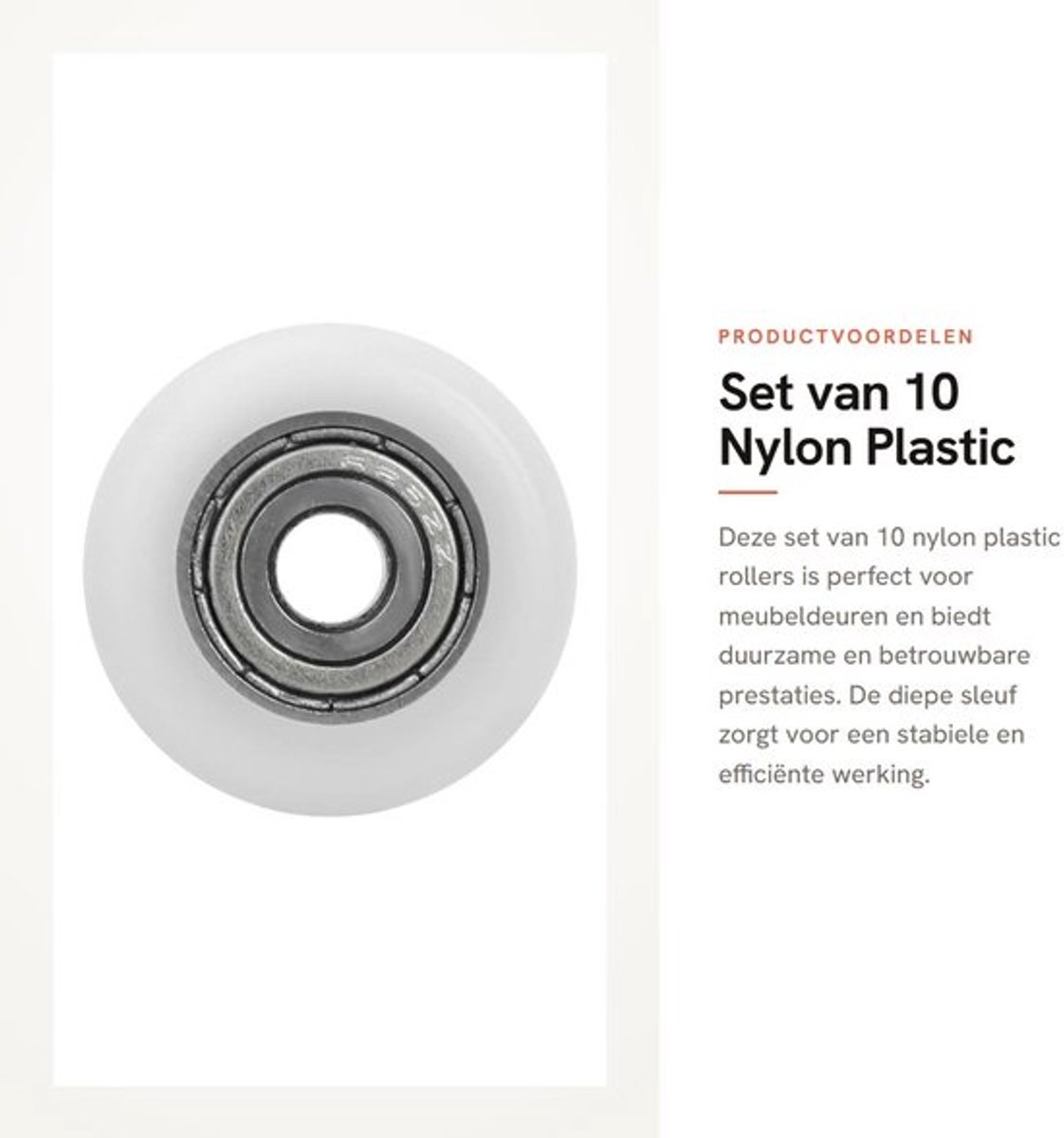 Set van 10 Nylon Plastic Rollers met Diepe Sleuf voor Meubeldeuren