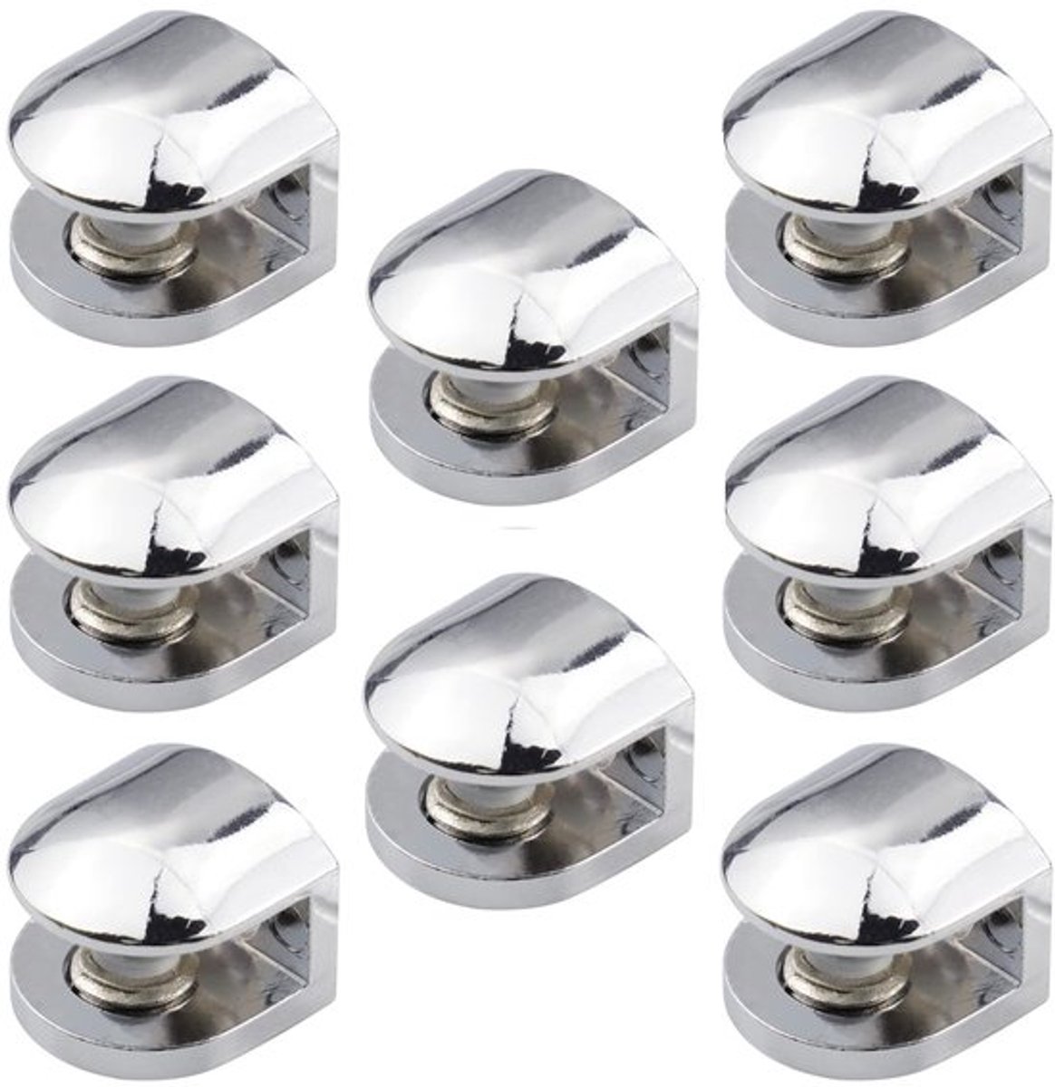 Plankhouders Verstelbaar - Glashouder - Glasklemmen - Glazen Plankdrager - Zinklegering - 8 Stuks voor 6-8 mm Dikte