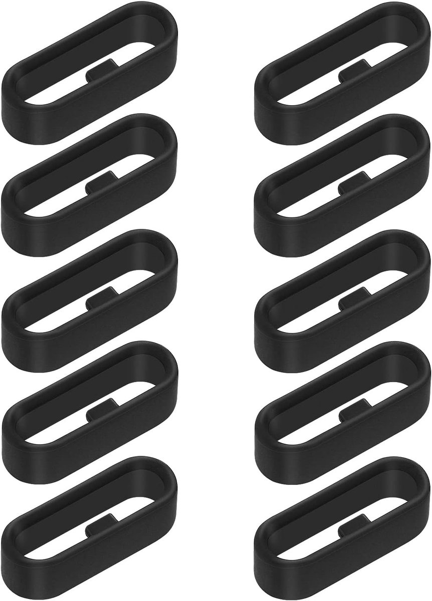 Horlogeband loops - silicone - 10 stuks zwart - voor slimme sporthorloges - ShopVlot