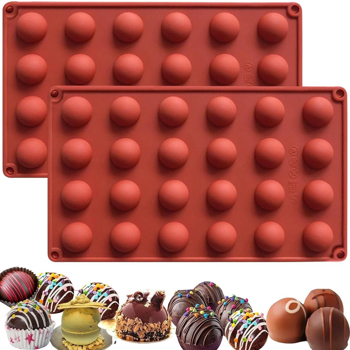 Solidchoice - Silicone Chocolade Mallen Set van 2 - 24 Caviteiten voor Bakken en IJsblokjes