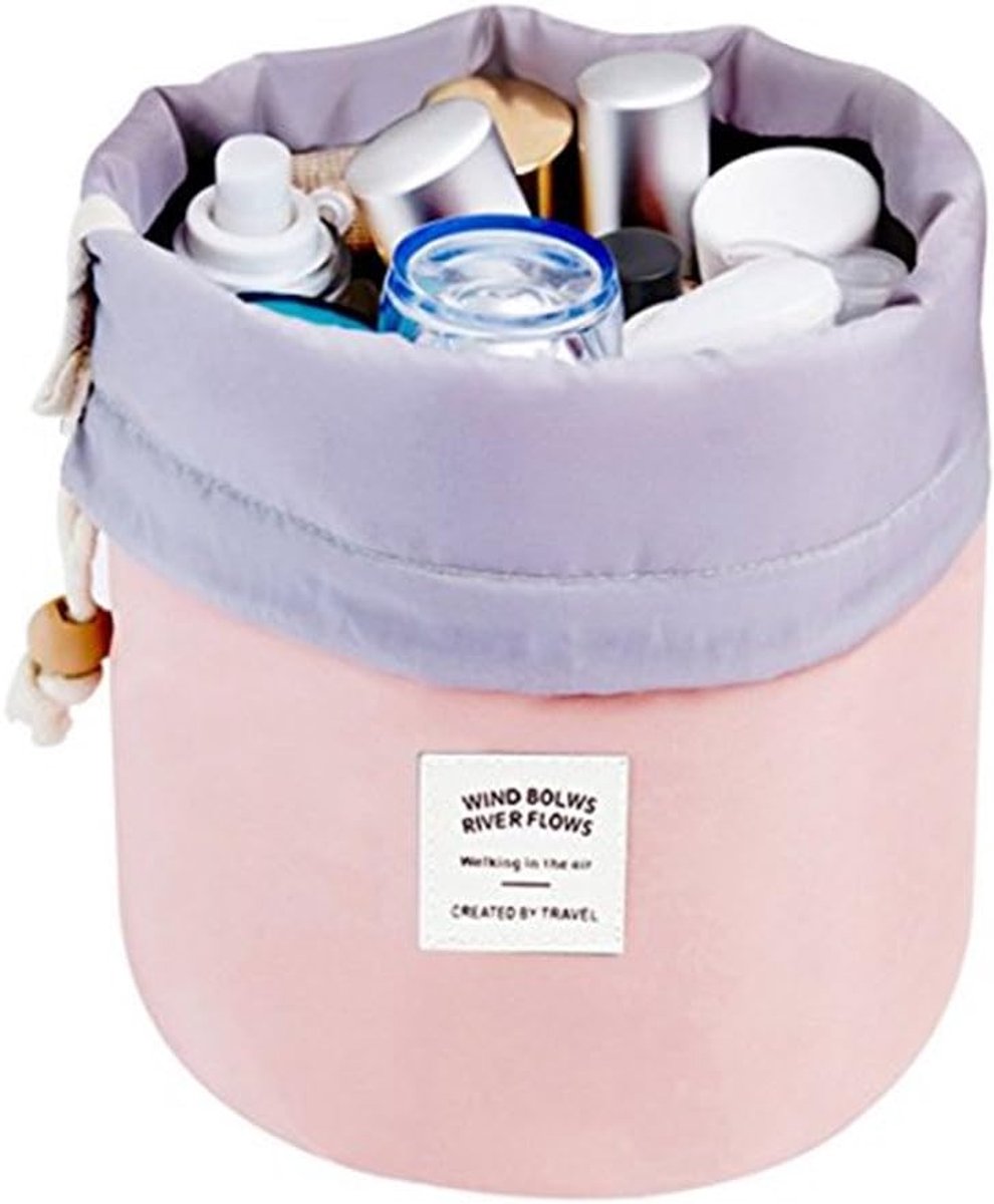 Make-up toilettas voor vrouwen - Barrelvormig nylon - Waterdicht en schokbestendig - Ideaal voor reizen - ShopVlot