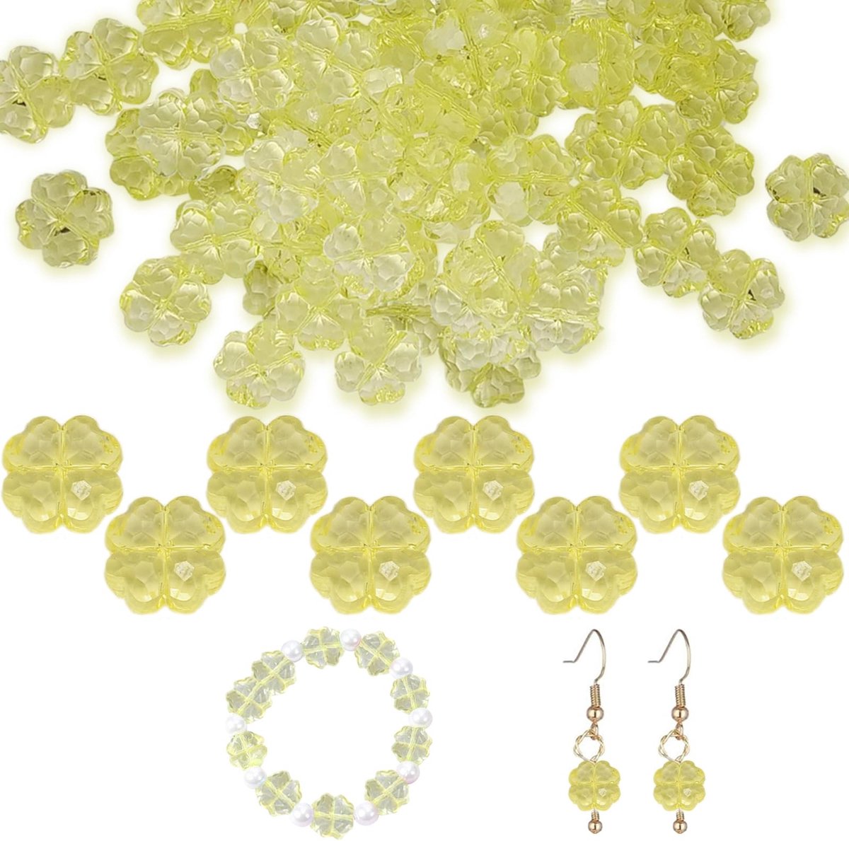Solidchoice - 200 Stuks Acryl Clover Ornaments voor St. Patrick's Day