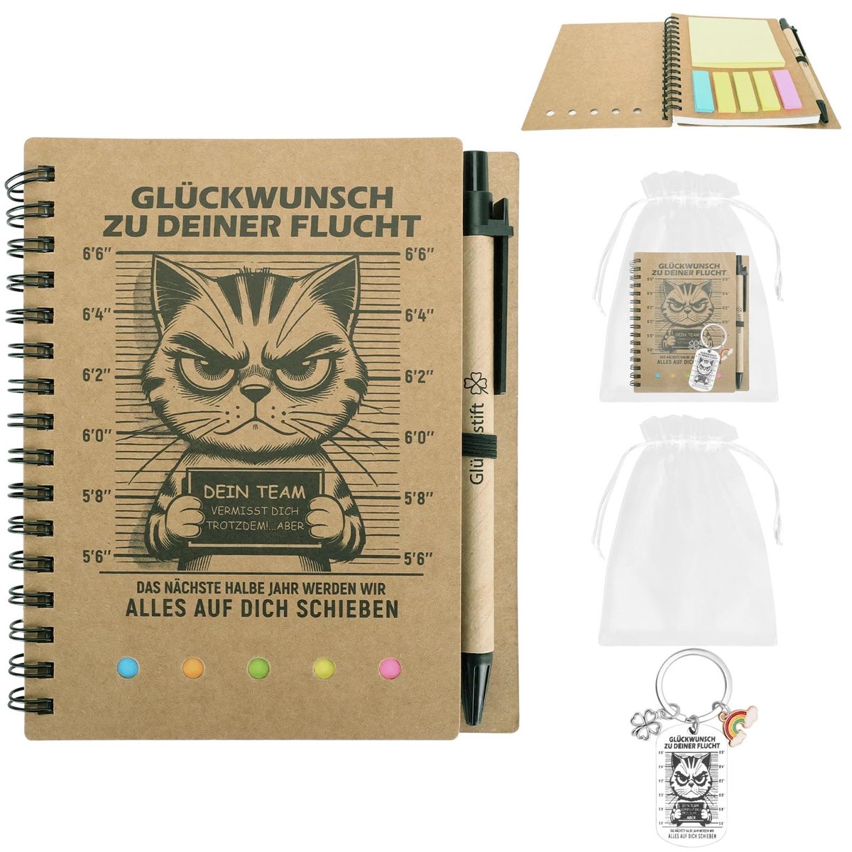 Solidchoice - Persoonlijk Afscheidsgift met Notitieboek en Sleutelhanger