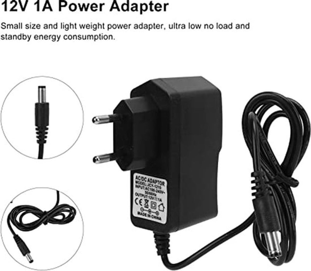 12V 1A voeding, vervangende stroomadapter voor bewaking 100~240V EU-stekker