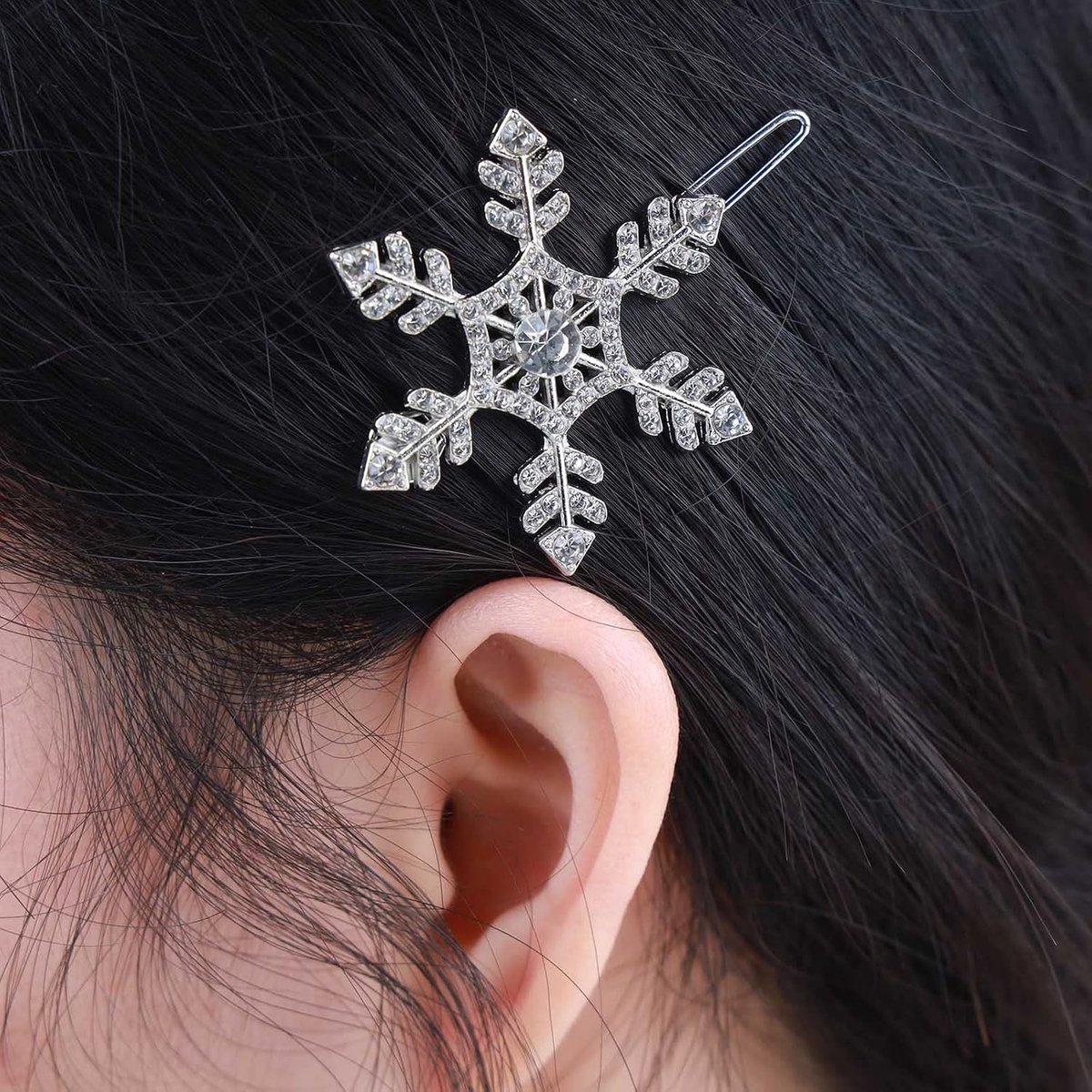 Haarspeld sneeuwvlok zilver - strass kristal - sprankelend haaraccessoire - perfect voor bruiloften - ShopVlot