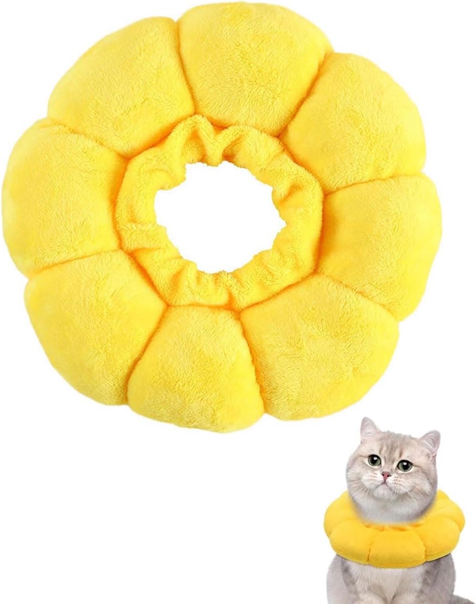 Halskrause kat S - Soft collar - Zonnebloem design - Ideaal voor herstel na operatie - ShopVlot