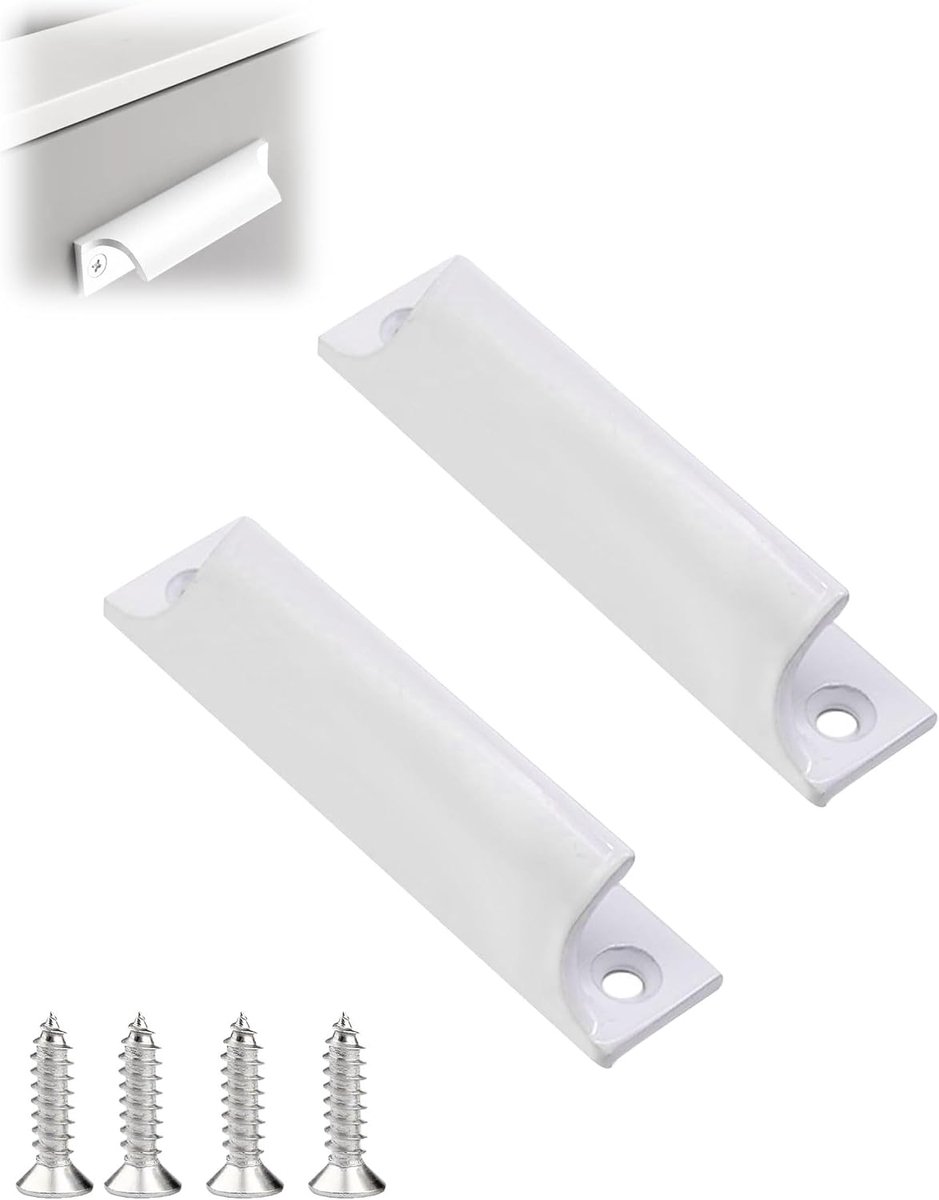 Handgrepen voor kast en lade - witte kunststof - set van 2 met schroeven - ideaal voor meubels - ShopVlot