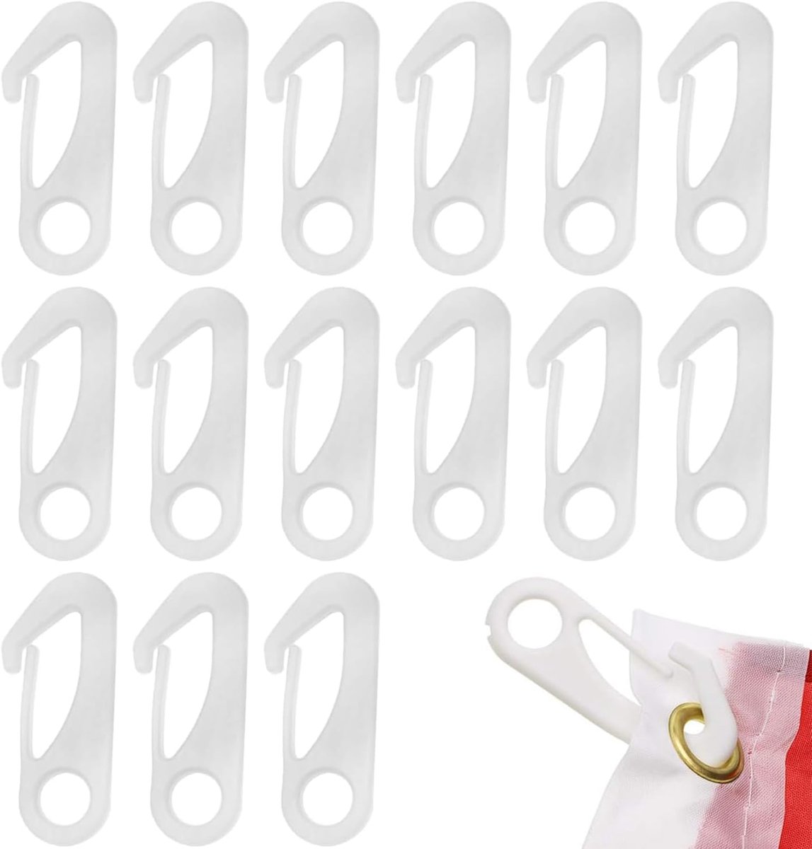 Nylon vlaggenmast karabijnhaken 15 stuks - wit - duurzaam POM - eenvoudig vlaggen bevestigen - ShopVlot
