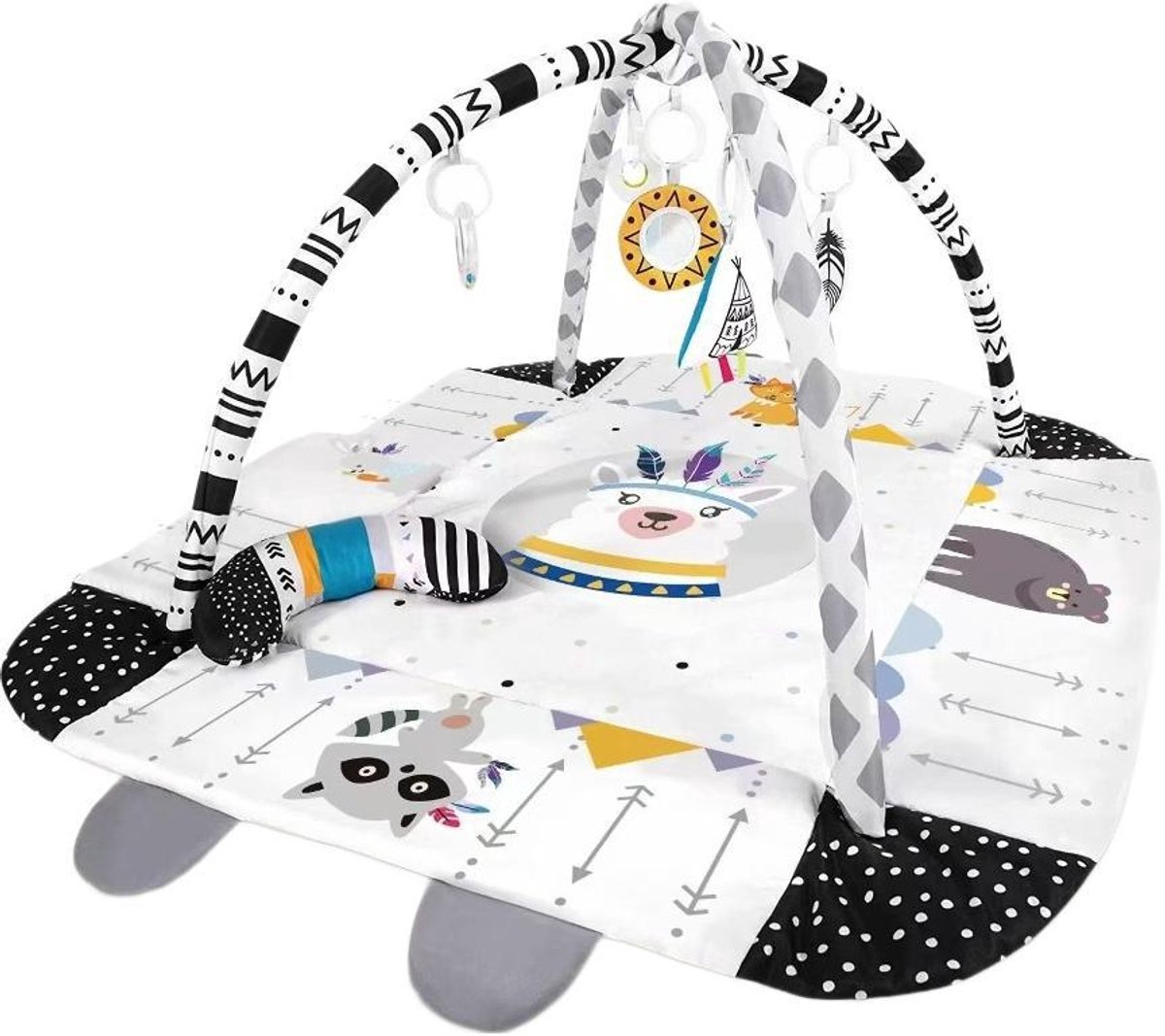 Casalora Multifunctionele Baby Gym Speelmat met Bogen - Speelkleed & Speelhek – 7 Sensorische Speeltjes - Sensorisch en Motorische Ontwikkeling
