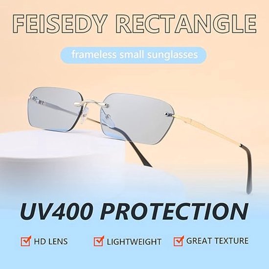 Rimless sunglasses, vintage small narrow clear glasses, vintage rectangular sunglasses, unisex. van Kweey — afbeelding 5