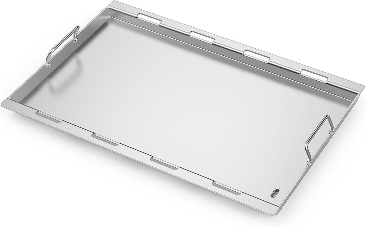 Plancha grillplaat 82,5 × 47 cm - roestvrij staal - geschikt voor Weber Genesis II 400 series - ideaal voor barbecueën - ShopVlot