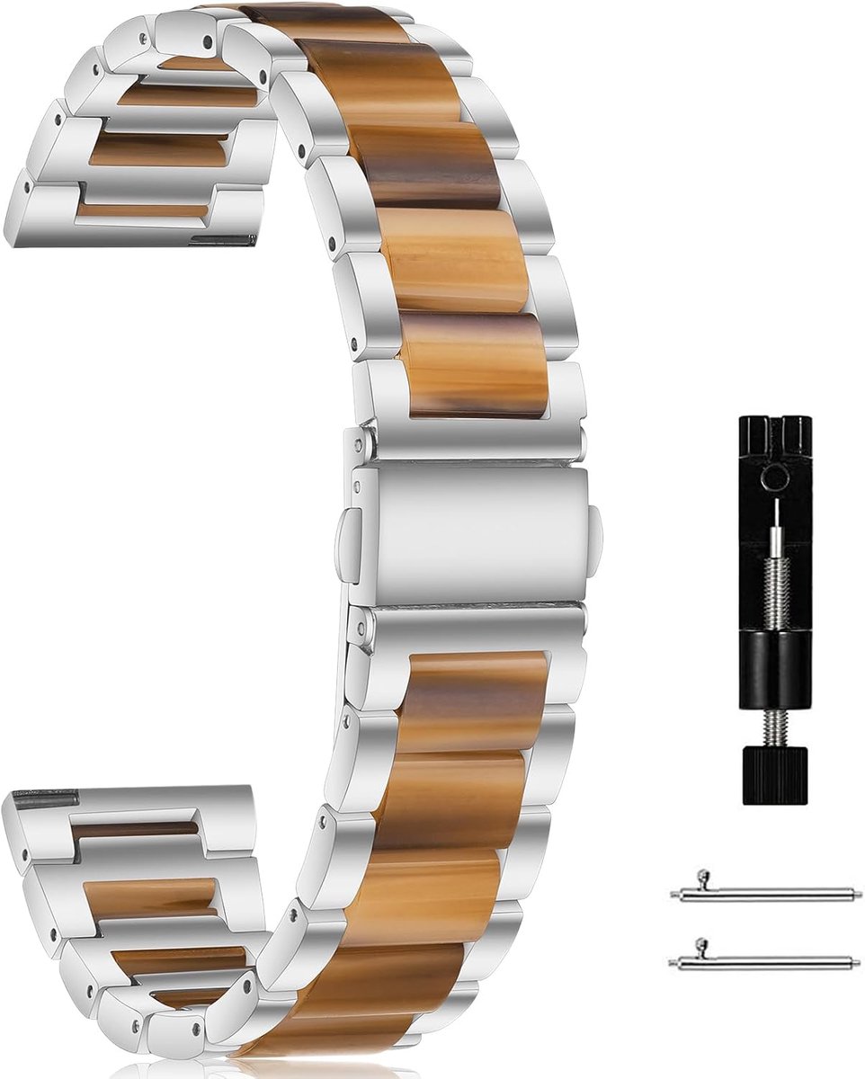 Horlogeband 20 mm - lichtgewicht kunststof en metaal - vervangarmband voor mannen en vrouwen - stijlvol en comfortabel - ShopVlot