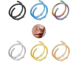 6 Stuks Neusringen, 20G Chirurgisch Staal Neusringen Hoop L Vorm Neus Studs Neus Schroef Septum Neus Ring,Kraakbeen Helix Oorbellen Hoop Lip Neusgat Neus Piercing Sieraden voor Vrouwen Mannen