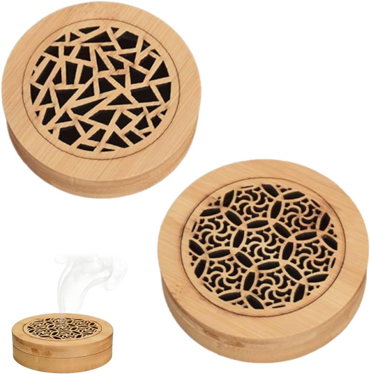 Geurdoos van hout - 2 stuks - bamboe met wierookstokjes - ontspanning voor slaapkamer en reizen - ShopVlot