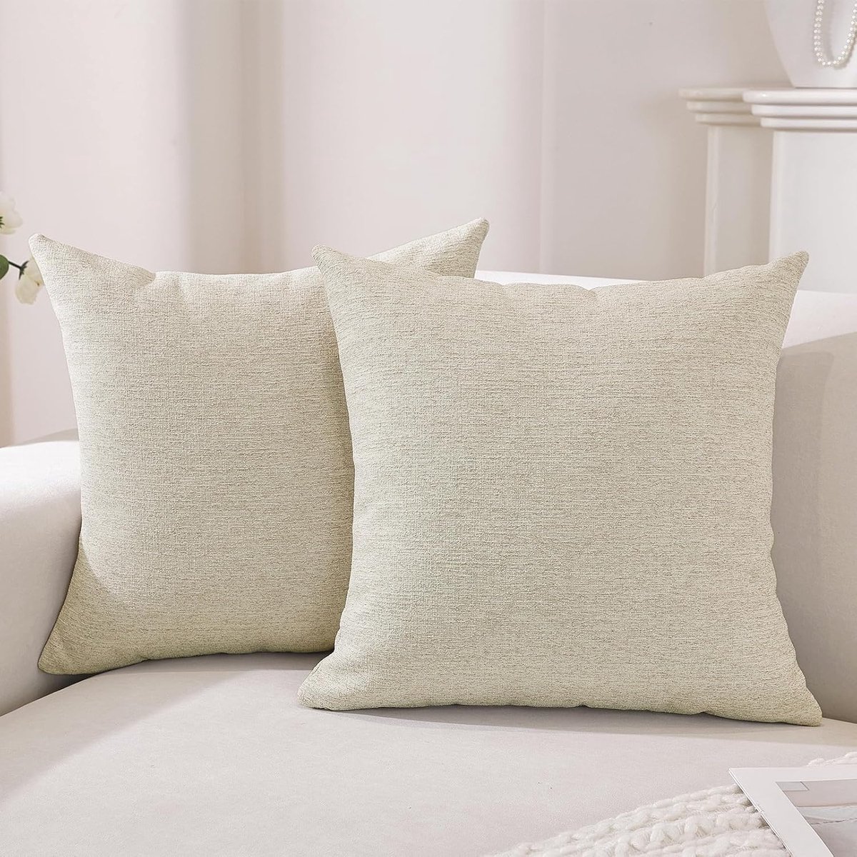 Kussenslopen 50 x 50 cm - Nep linnen - Donkerbeige - Comfortabel voor woonkamer - ShopVlot