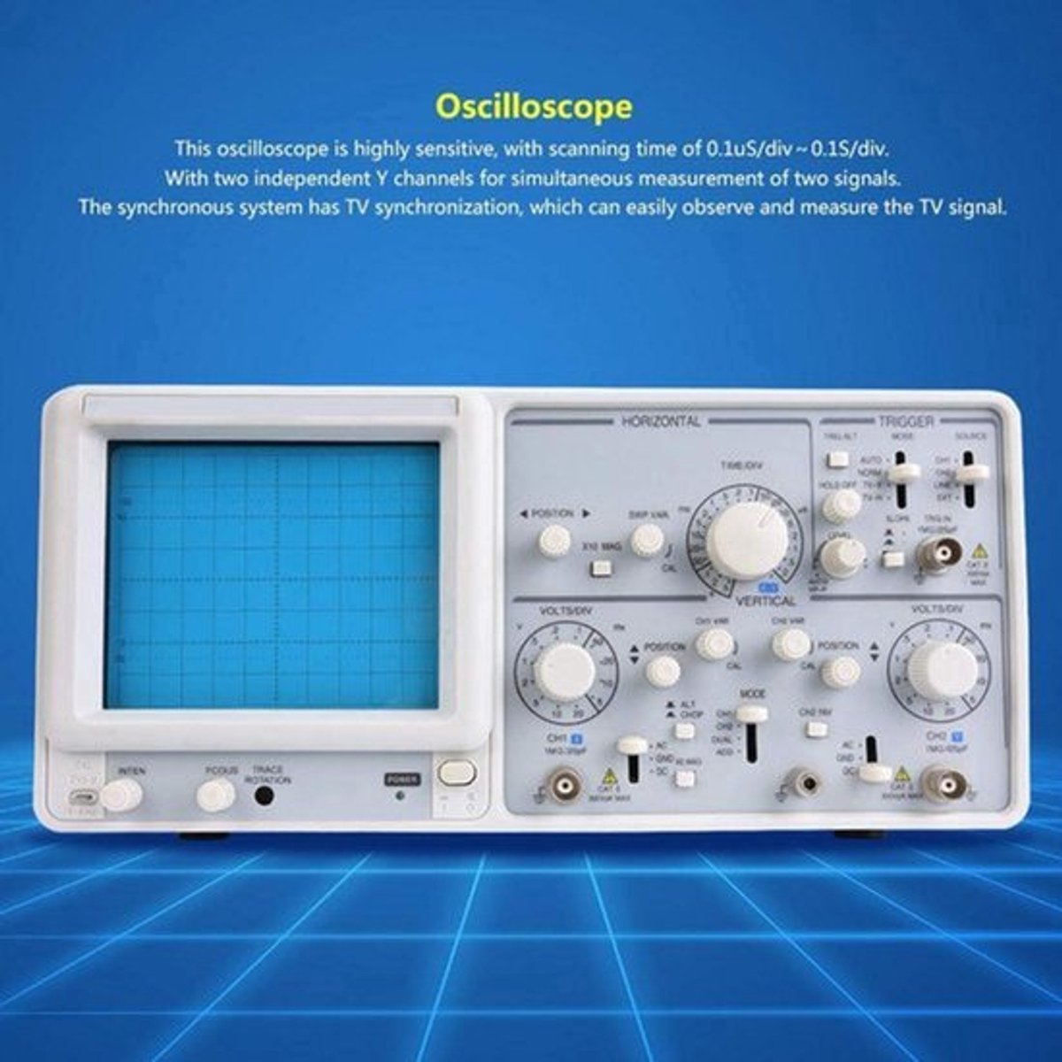 Dual Trace Draagbare Oscilloscoop met TV synchronisatie en Analoge Probe - Industriële Universele Oscilloscoop (Europese regelgeving)