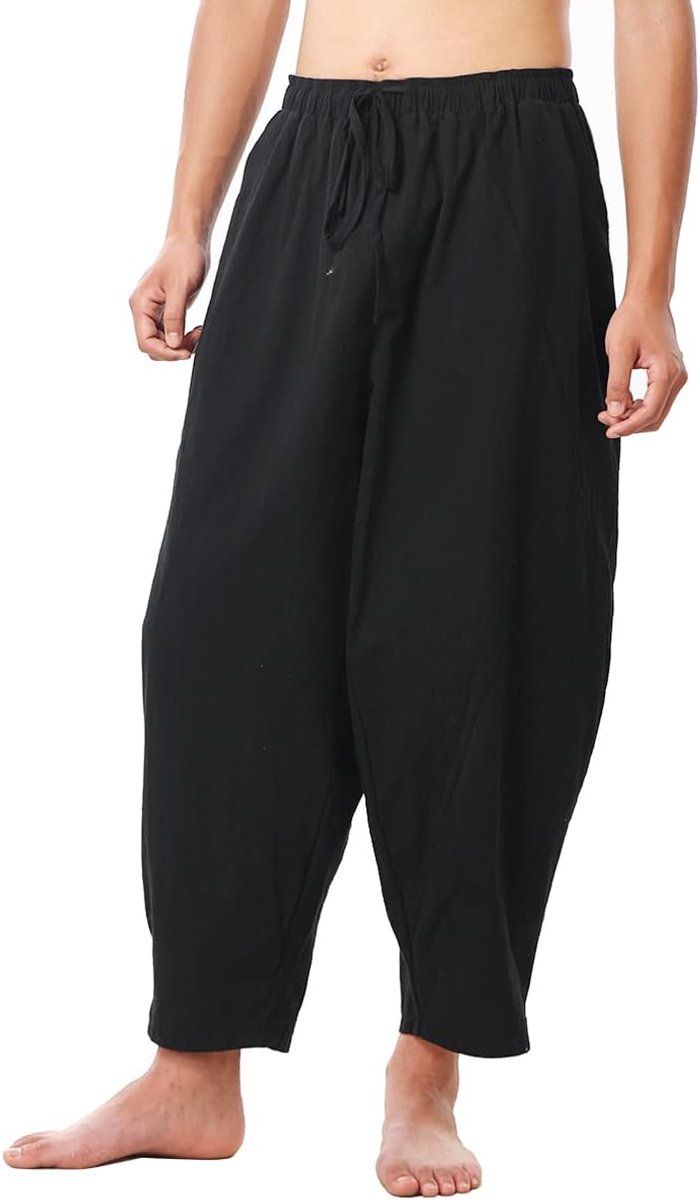 Harembroek heren - baggy fit - katoen linnen - ideaal voor yoga en strand - ShopVlot