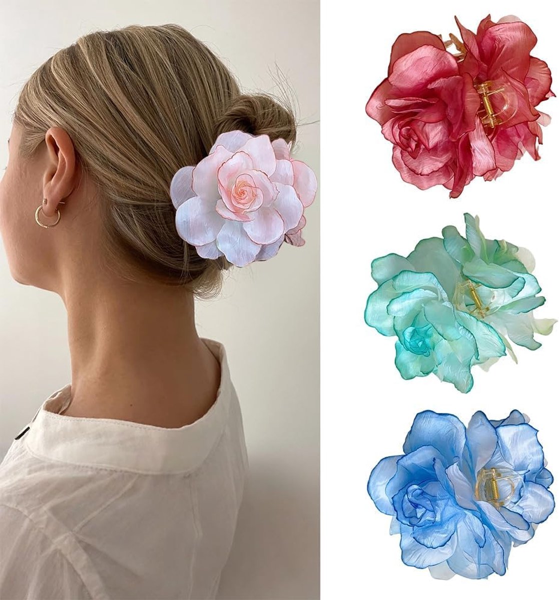 Haarklemmen Dames 4 Stuks - Bloemvormige Roos - Elegante Haaraccessoires - Perfect voor Updo - ShopVlot