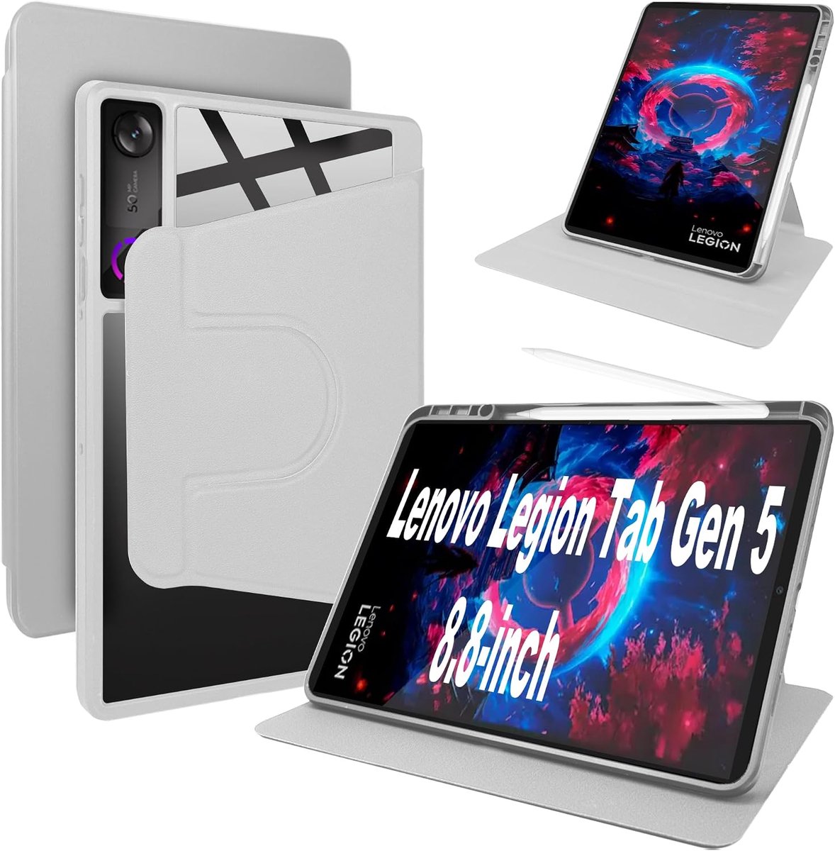 Hoesje voor Lenovo Legion Tab Gen 5 8.8" - PU leren + flexibel silicone - draaibare standaard - optimale bescherming - ShopVlot