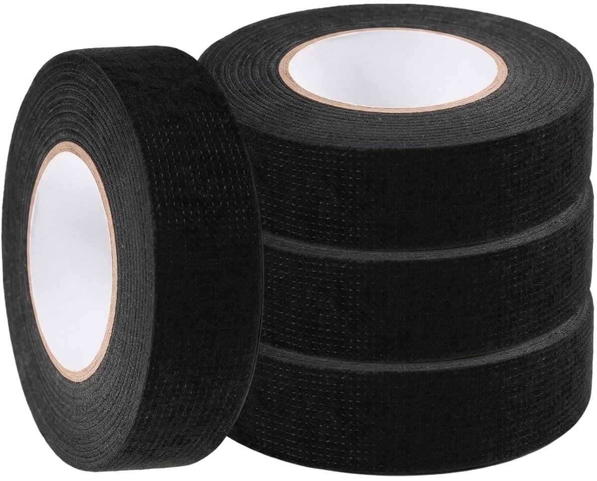 4 rollen isolatietape van stof, zwart, 19 mm x 10 m, met de hand afscheurbare thermische isolatietape, auto - ShopVlot