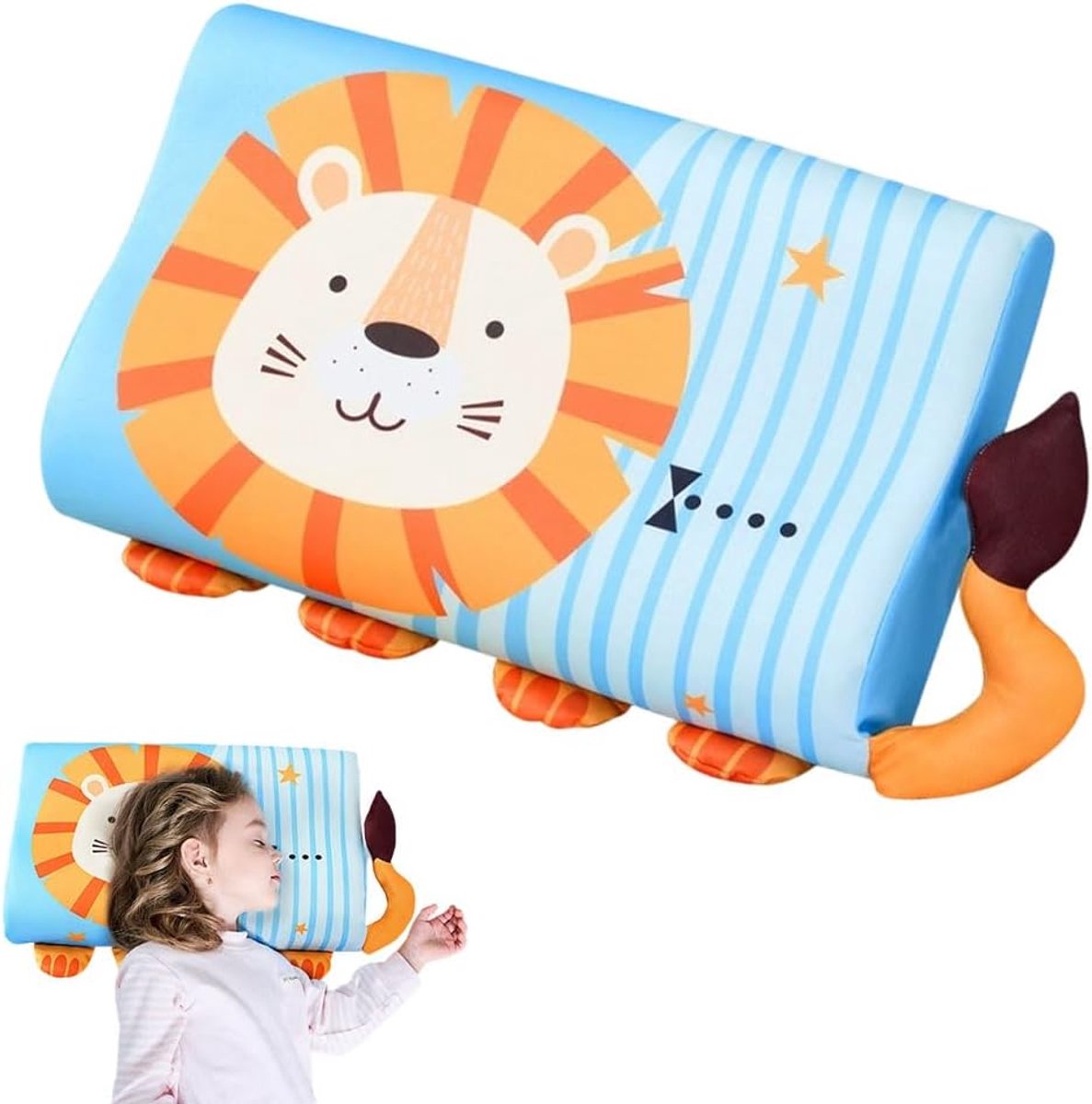 Schlummerkids Kussen, 45×27 cm Kinderkussen met Schattig Ontwerp, Kawaii-dierenkussen, Hoofdkussen met Kussensloop - ShopVlot