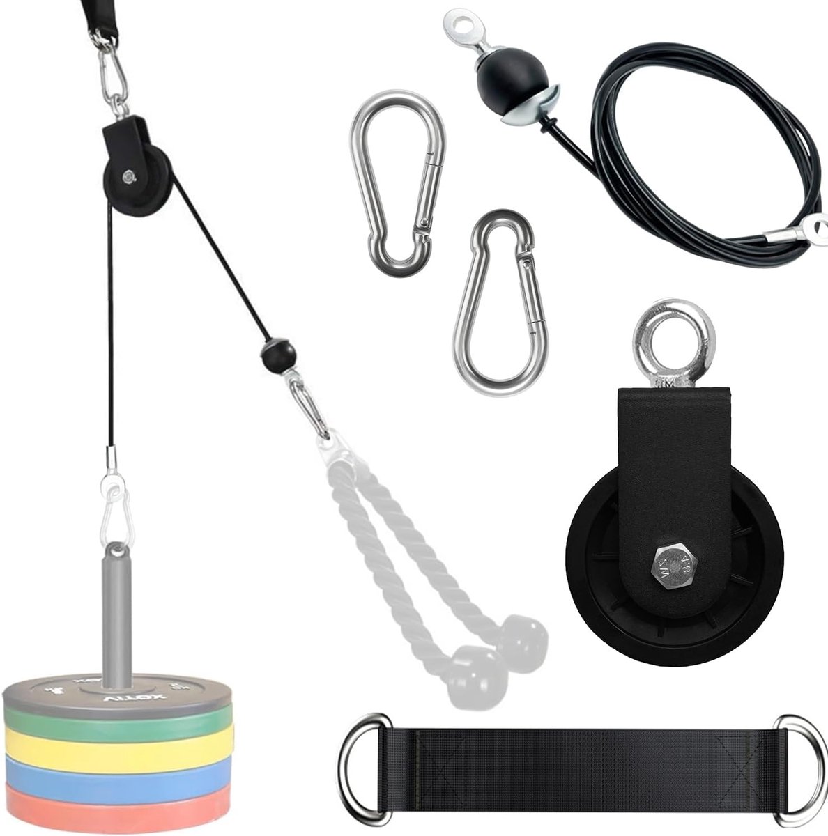 Cable Pulling System for Home Gym, 360° Rotating Pulley, Low-Noise Fitness Cable Set with Steel Cable, Space-Saving - ShopVlot