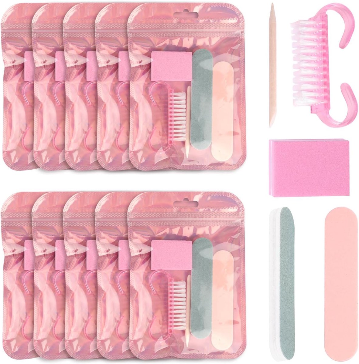 Set van 10 stuks individueel verpakte manicure-voorbereidingsset, draagbare basics 5-in-1 manicure-verzorgingsset met - ShopVlot