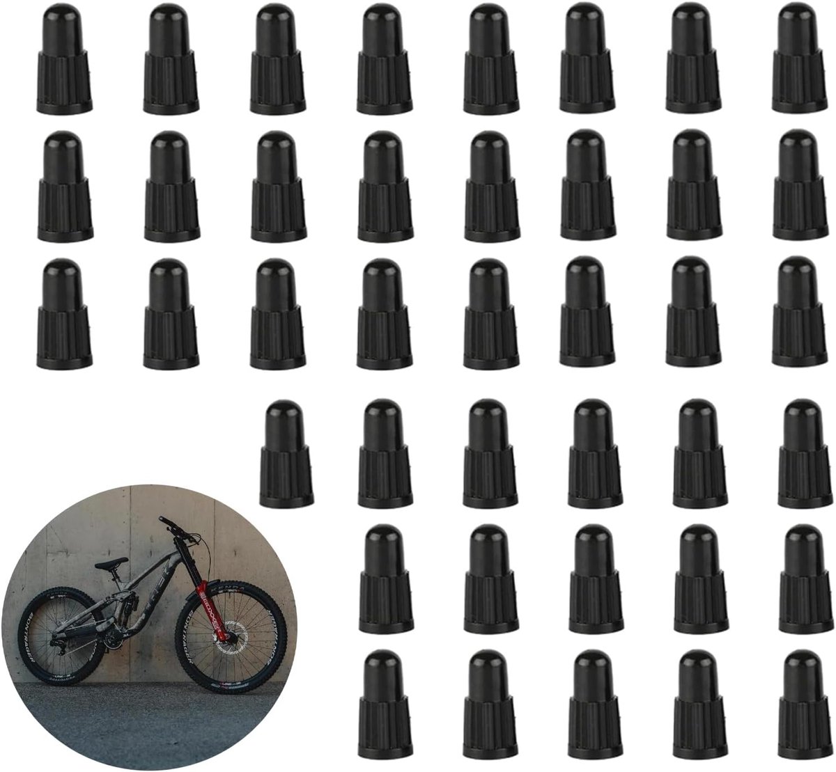 40 stuks zwarte Presta ventieldoppen, plastic fiets stofkappen set, banden ventieldoppen voor racefietsen - ShopVlot