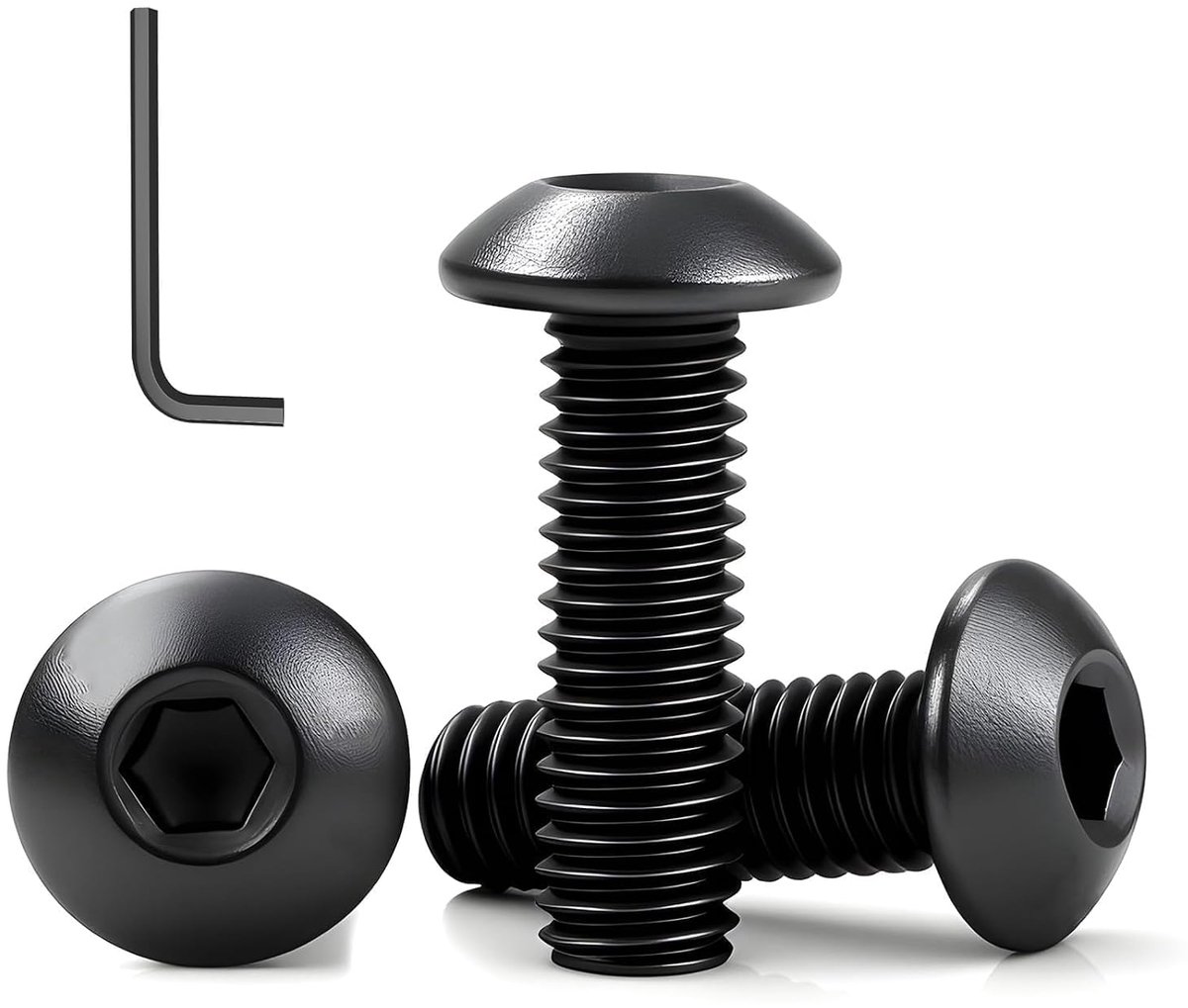 Screws with lens head M6 x 16 mm, stainless steel, black A2 V2A, 35 pieces - ShopVlot
