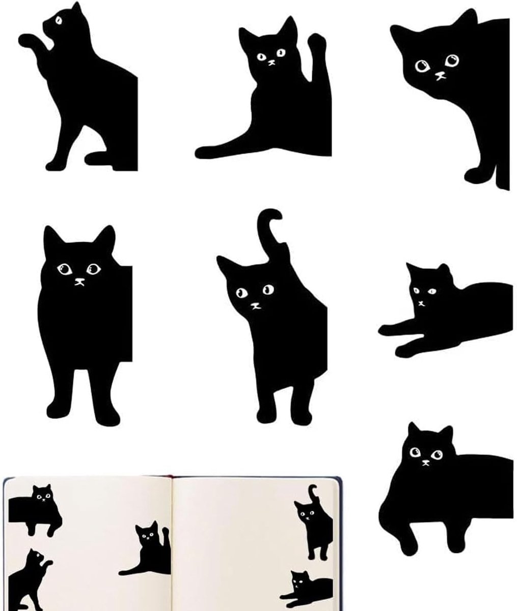DAFNE 7 stuks Magnetische lezmerken,Zwarte kat lezmerken voor vrouwen en kattenliefhebber,Geschenken Magnetische - ShopVlot
