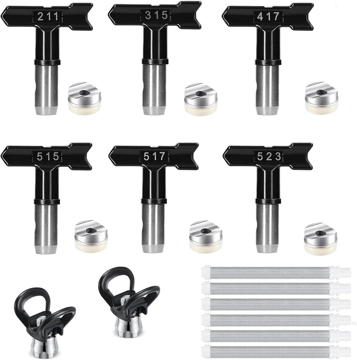 Airless Nozzle with Tip Seal, 6 Pieces Reversible Nozzles, Spray Machine Tip, Wear-resistant Nozzle Accessories, for - ShopVlot
