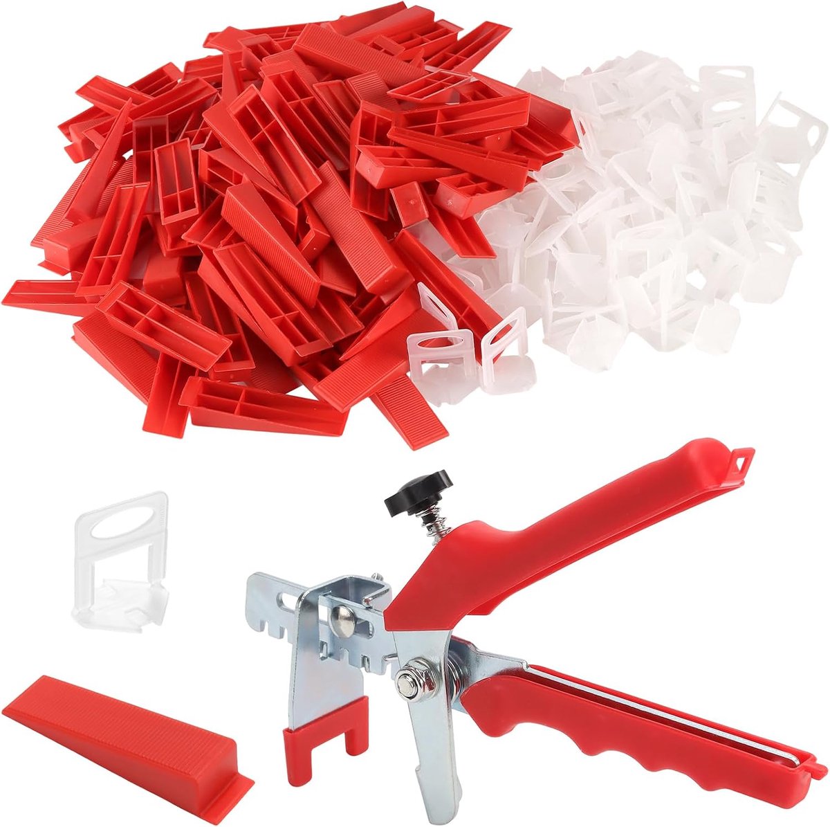 701 Pieces Tile Leveling System, 3 mm Leveling Set Tiles with 500 Tiles, Pull Loops, 200 Tile Wedges and 1 Pliers - ShopVlot