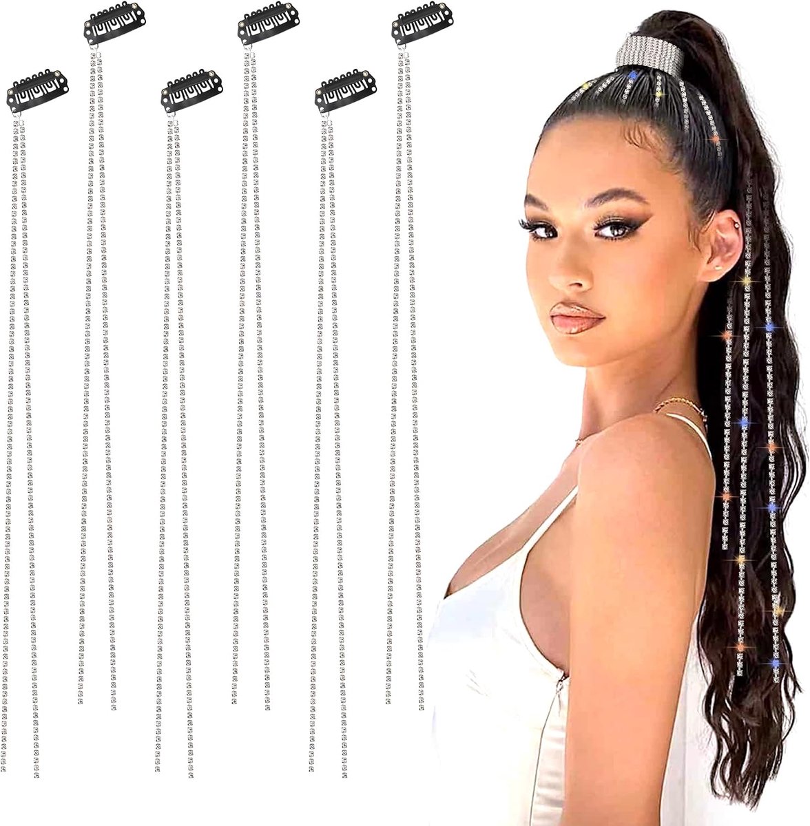 Haarkettingen voor vrouwen - 6 stuks - met rhinestones - voor elegante haarstijlen - ShopVlot