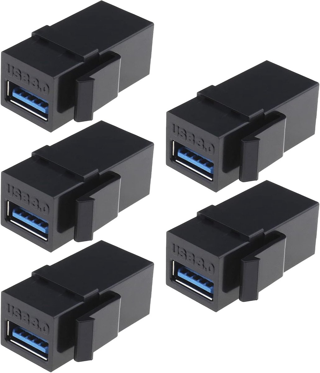 USB 3.0 keystone adapter - female to female - zwart - verbind twee USB-kabels - ShopVlot
