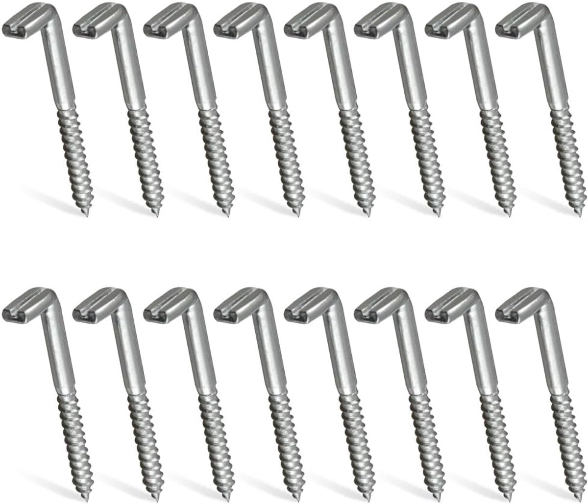 Schroefhaken Recht met Sleuf - 16 Stuks L Schroefhaken - Gegalvaniseerd Staal - Eenvoudig te Installeren - ShopVlot