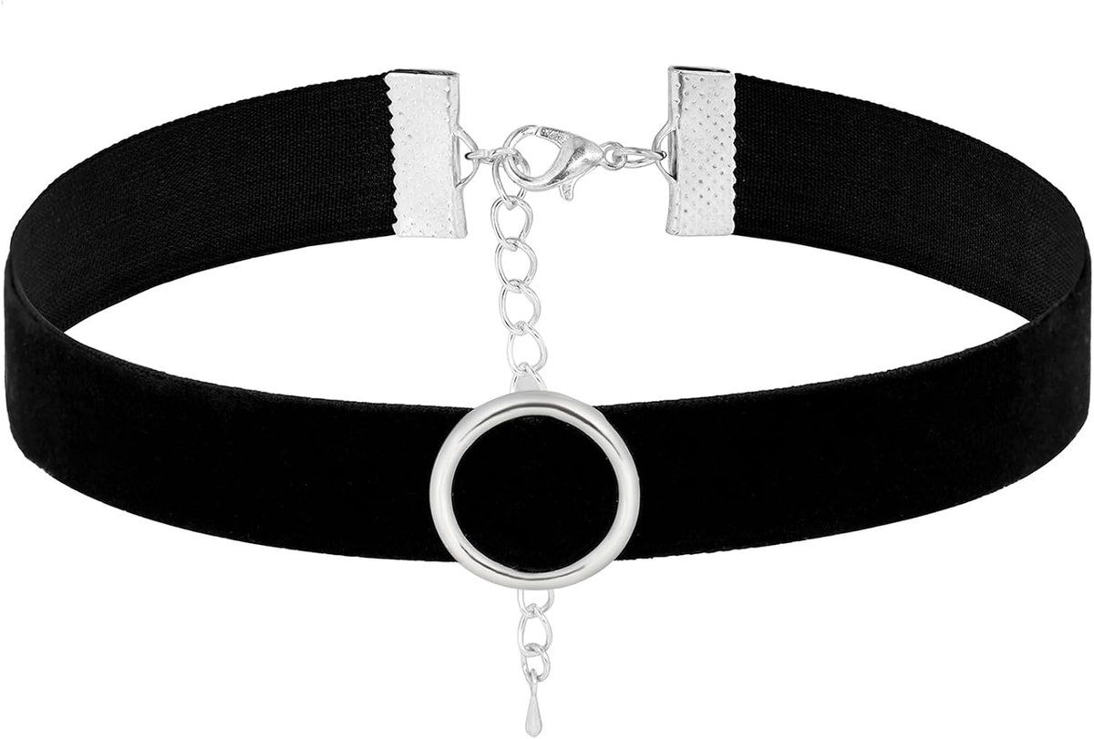 Choker ketting voor vrouwen - zwarte fluwelen halsband - vintage retro Y2K stijl - perfect voor Halloween feest - ShopVlot