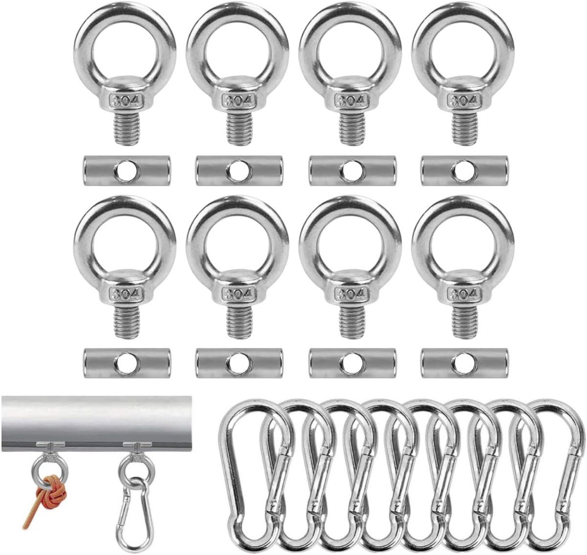 Markies stopper 6 mm - RVS - met karabijnhaak - veilig voor caravans en campers - ShopVlot