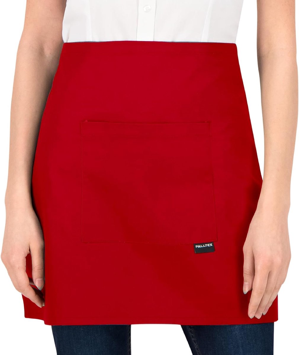 Keuken Schort met Zak - Korte Maat 45cm - Rood - Geschikt voor Koken en Creatieve Klussen - ShopVlot