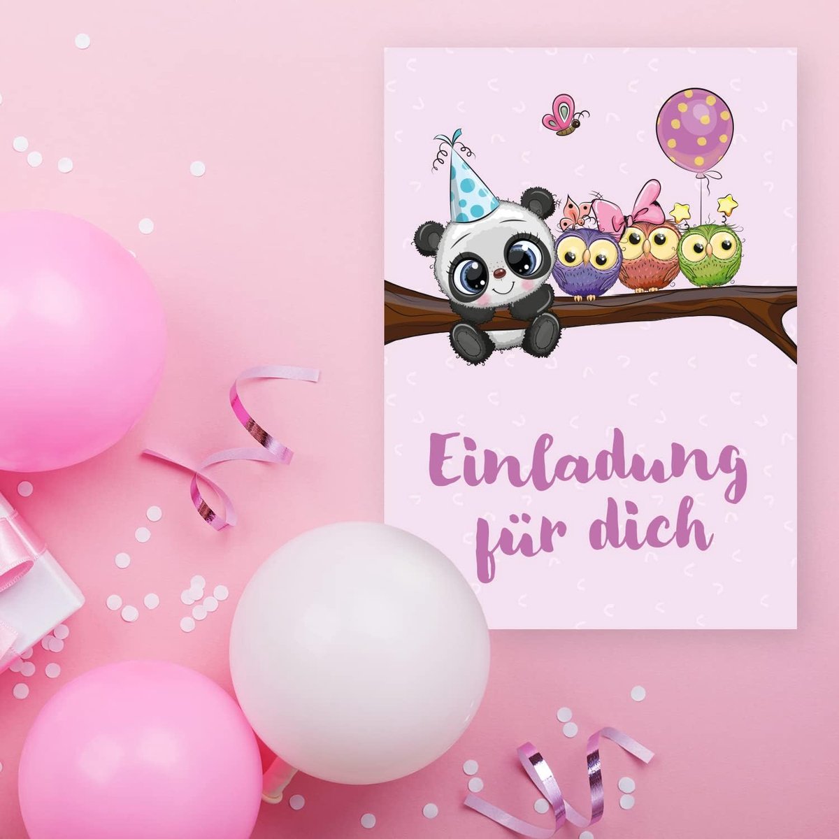 Uitnodigingen kinderfeestje 12 stuks - Panda dierenmotief - Snelle invulling - Inclusief enveloppen - ShopVlot