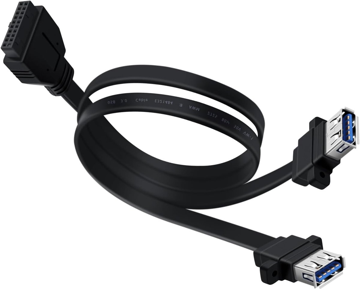 USB 3.0 kabelverlenging 5Gbps - 19/20-pin splitter - 2x USB vrouwelijke poorten - eenvoudig te installeren - ShopVlot