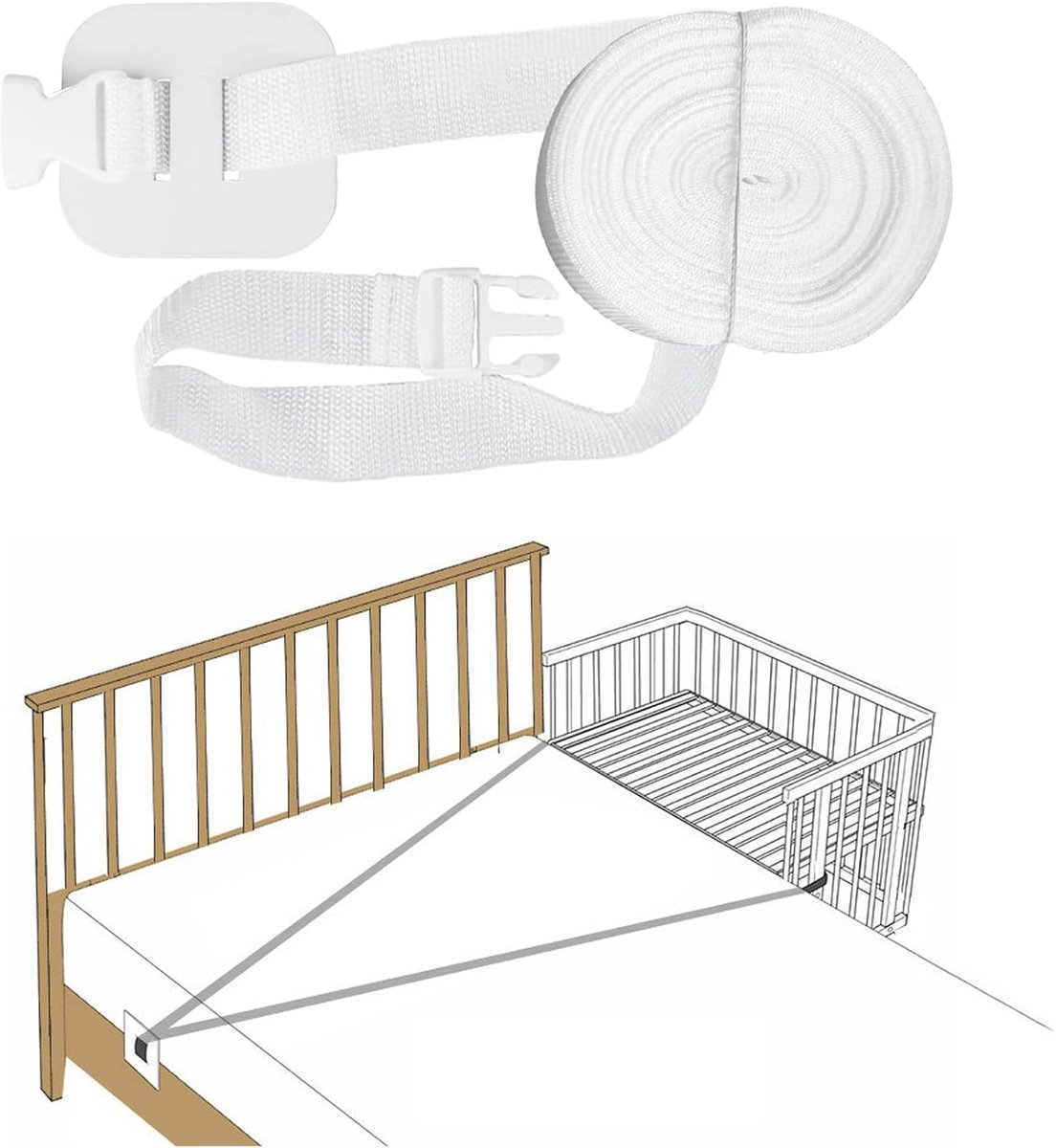 Zijbedbevestiging 8M Band voor Babybed - Universele Bevestiging - Veiligheid - Comfort voor je baby - ShopVlot