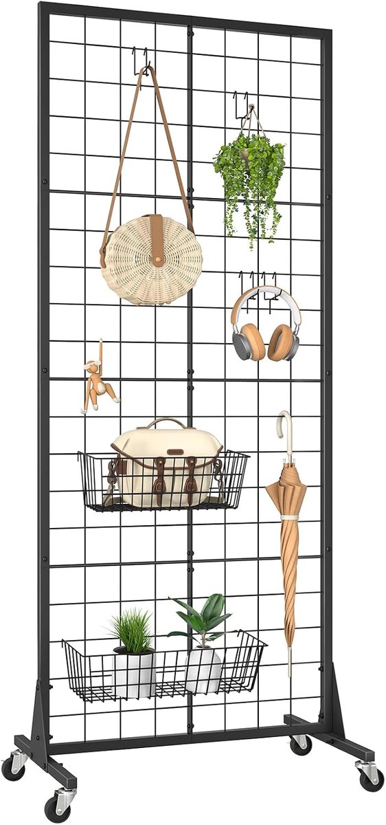 Gridwall display met wielen - metalen fototentoonstelling - praktische ontwerp - eenvoudig verplaatsbaar - ShopVlot