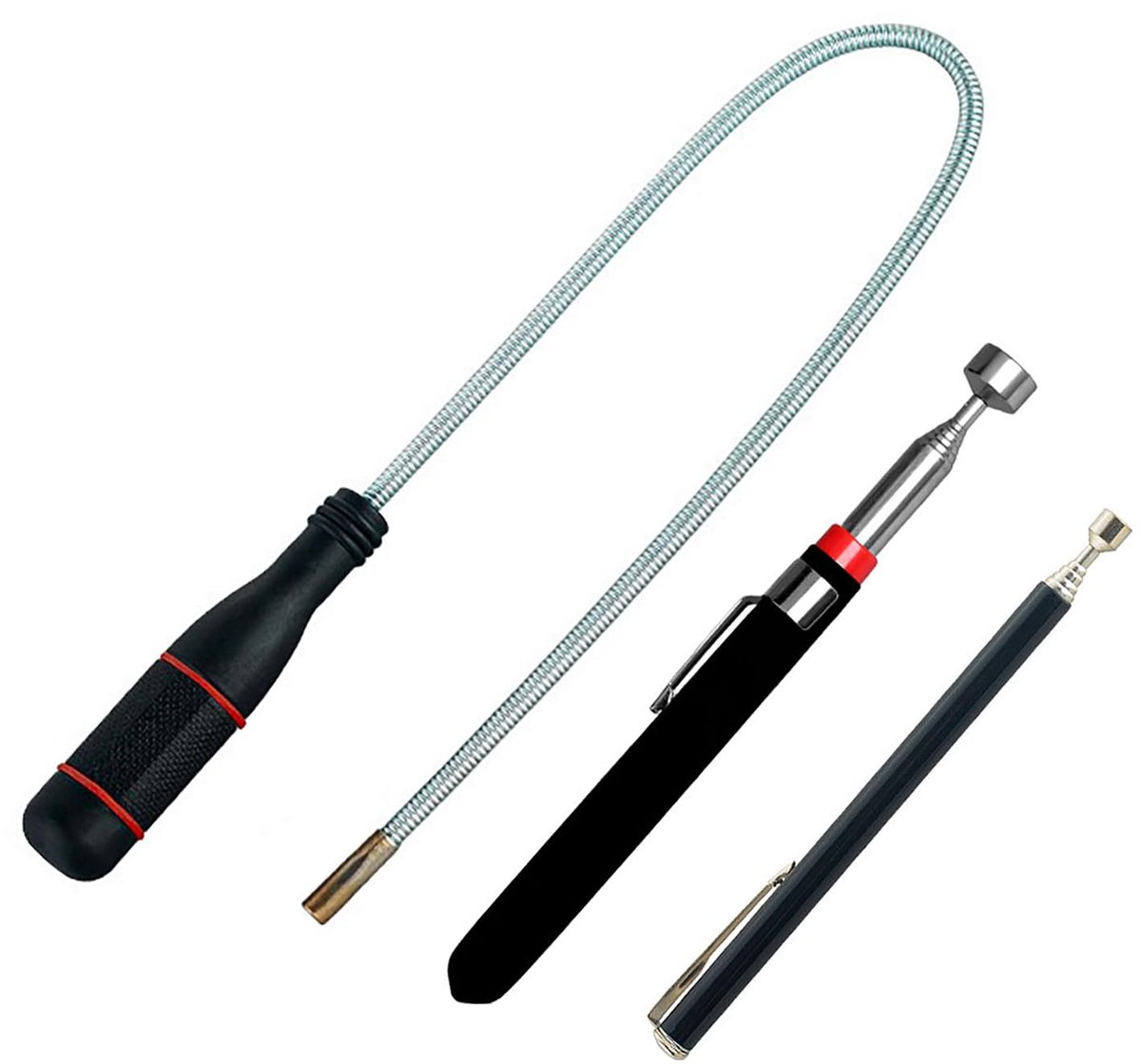 Telescopische magnetische pen - flexibele en gebogen magnetische stok - ergonomisch handvat - ShopVlot