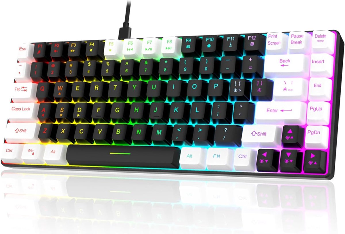 Mechanisch toetsenbord 84-toetsen - bedrading - RGB achtergrondverlichting - ergonomisch ontwerp - ideaal voor gamen - ShopVlot
