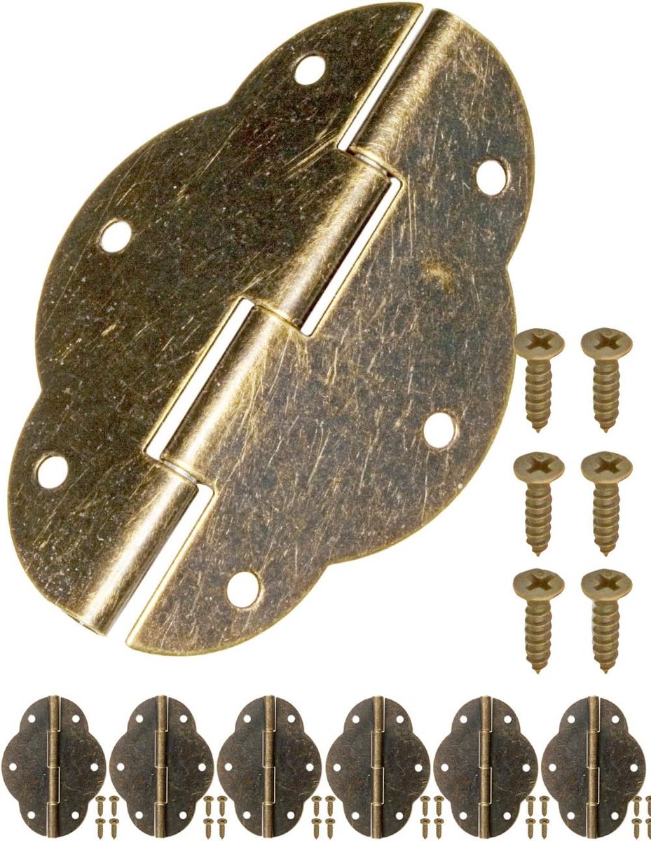 Meubel scharnieren 56 x 42 mm - antiek ijzer design - duurzaam met bijpassende schroeven - ideaal voor meubels - ShopVlot